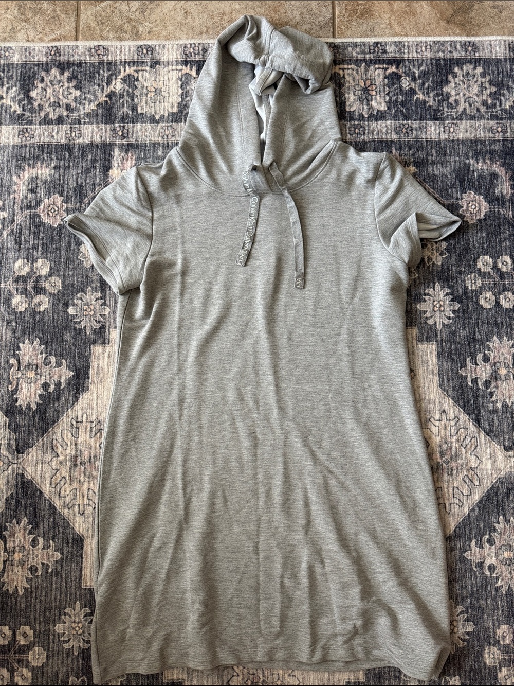 Calvin Klein Light Gray Short-Sleeve Hoodie Dress
